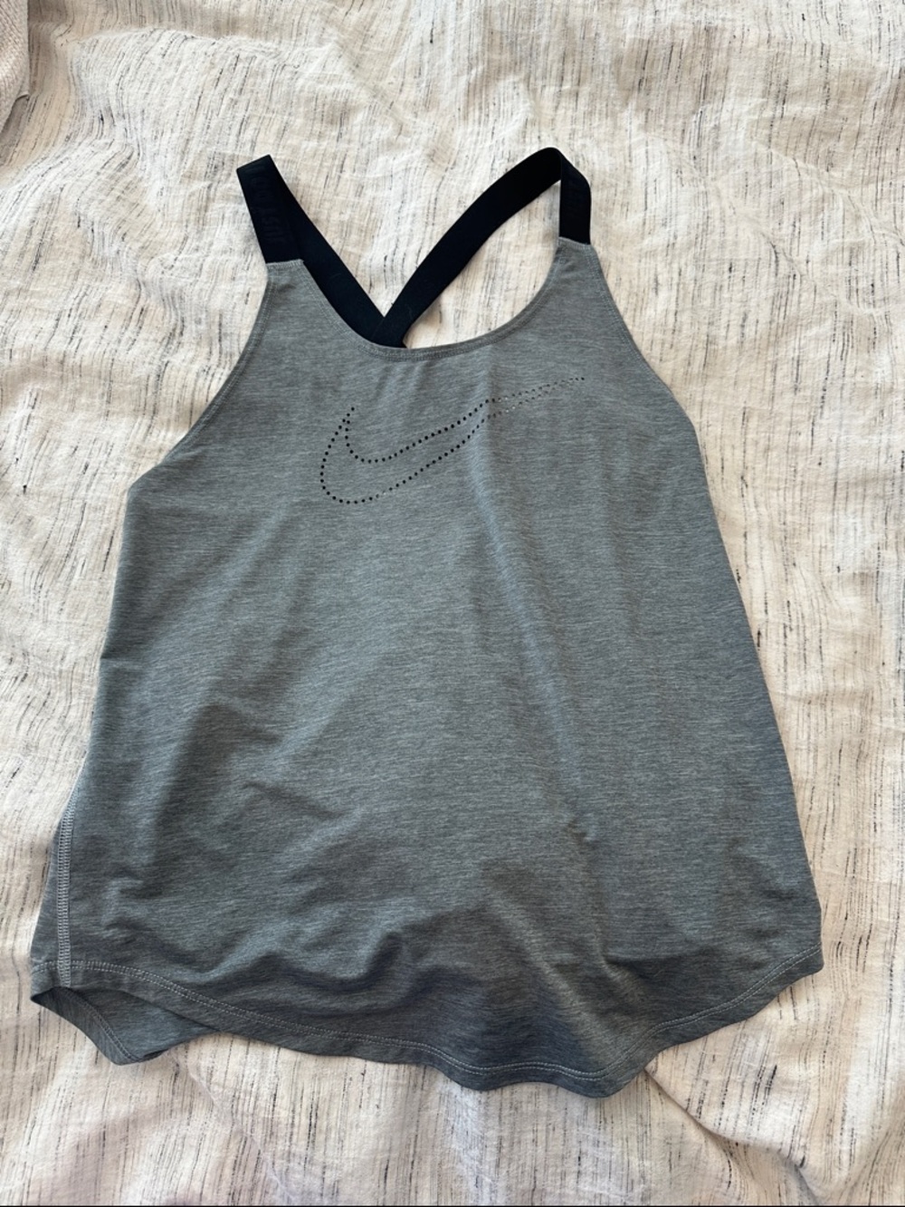 Nike Heather Gray Crossback Tank with Perforated Swoosh